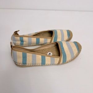 Ivanka Trump stripe flats  women 7/8 blue/cream
